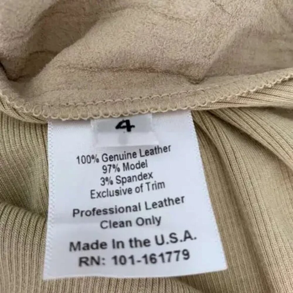 Illia NWT Tan Nude Suede Leather Ribbed Tank Top Tunic Long Sleeveless Tee Sz 4 - Picture 4 of 5